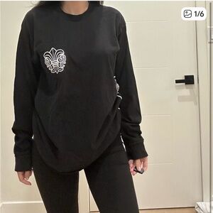 Chrome Hearts Black Long-Sleeve Tee with White Graphic